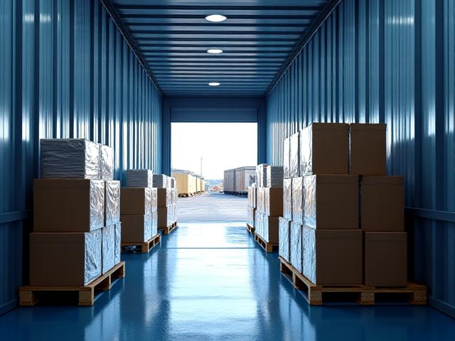 Standard palletized freight inside a Hamilton dry van trailer