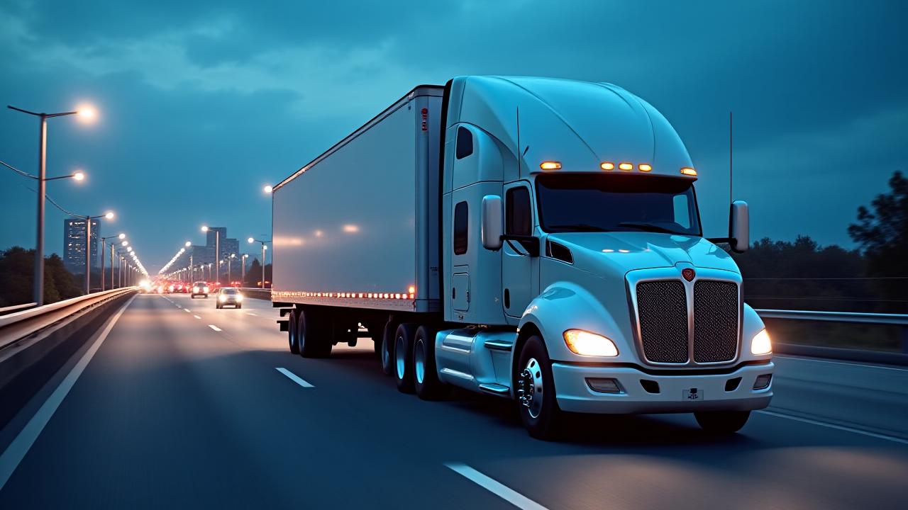 Hamilton dry van truck moving efficiently down a highway in Baltimore
