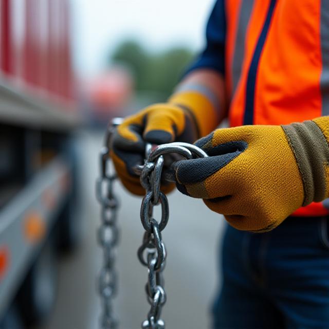 Hamilton driver performing a rigorous load securement check